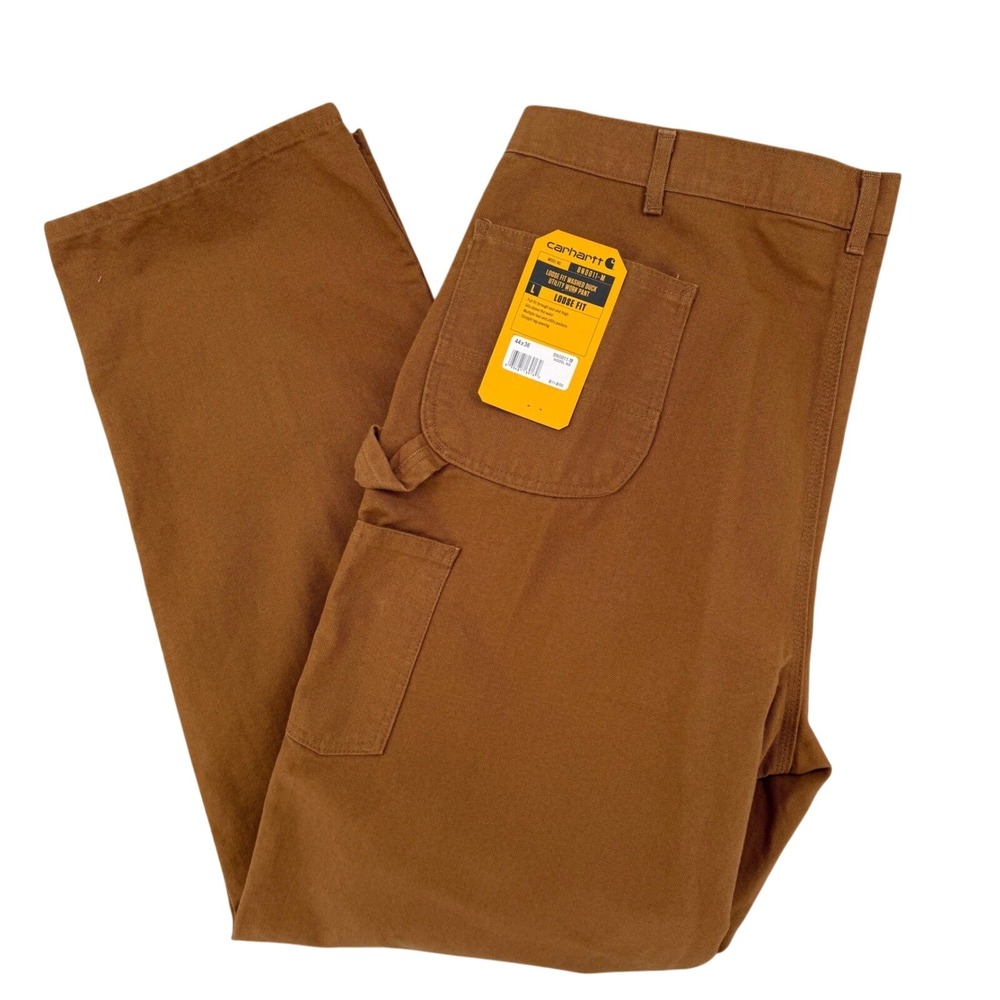 Carhartt Mens 44x36 Brown Loose Fit Canvas Work‎ Pants B11-BRN New W Tags
